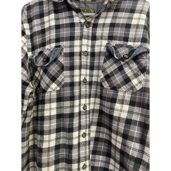 Anchorage Mens Black White Plaid Button Up Long Sleeve Flannel Shirt Top XL - Picture 5 of 12
